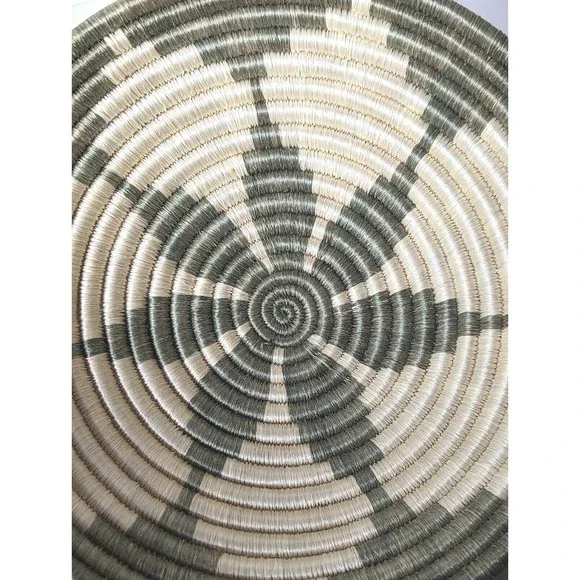 Coil African Basket Sisal  Maisha Hope Luck Bowl Wall Green Flower Handcrafted - Picture 6 of 7